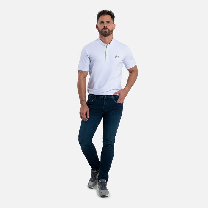Jean Slim Color Azul Oscuro Para Hombre