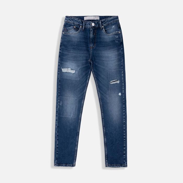 Jean Slim Color Azul Medio Para Hombre